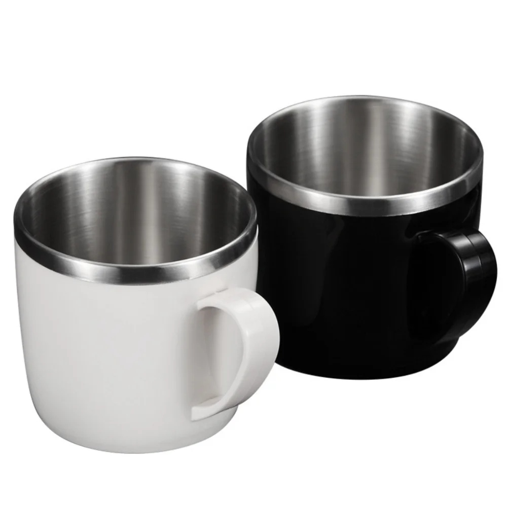

Food grade Stainless steel Mark cup 220 ml milk cup leisure office Coffee MUG Black, white contracted Drinking cup