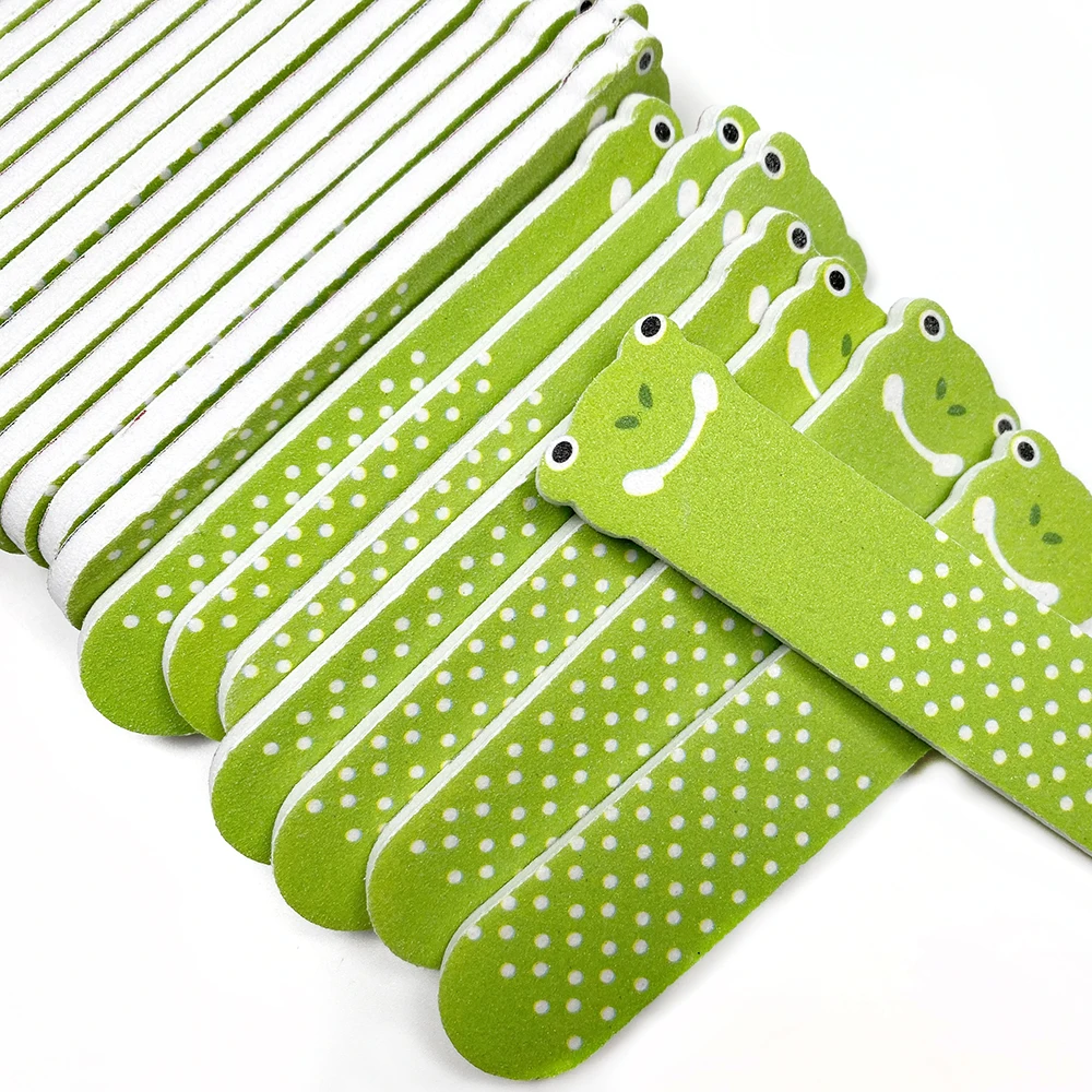 

10pcs Mini Nail Files Cute Green Frog Shape Nails Files Manicure Art Tools Double-Sided Nail Buffer for Lime a Ongle