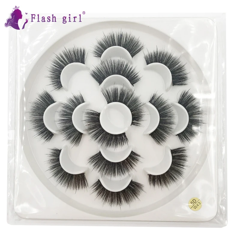 Flash Girl 7 пар оптом ресницы серии W Натуральный 5D норка роскошный макияж норковые