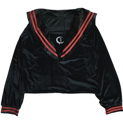 Осенняя и зимняя женская рубашка с длинным рукавом полосатая вышитая морская