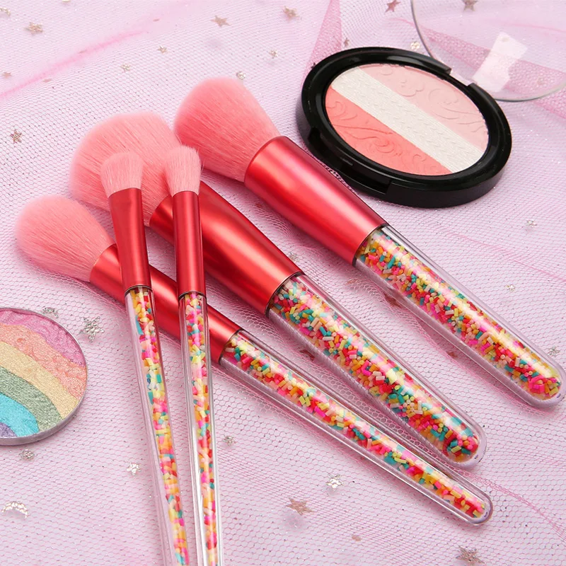 

New 5pcs Lollipop Candy Crystal Makeup Brushes Set Colorful Lovely Foundation Blending Brush Makeup Tool maquillaje