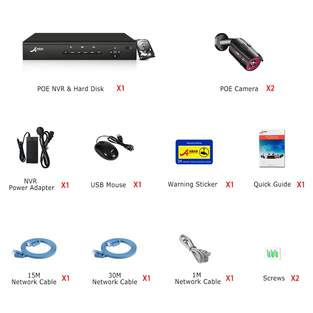 IP-камера ANRAN 2 канала DVR 5 МП HD IP66 | Безопасность и защита
