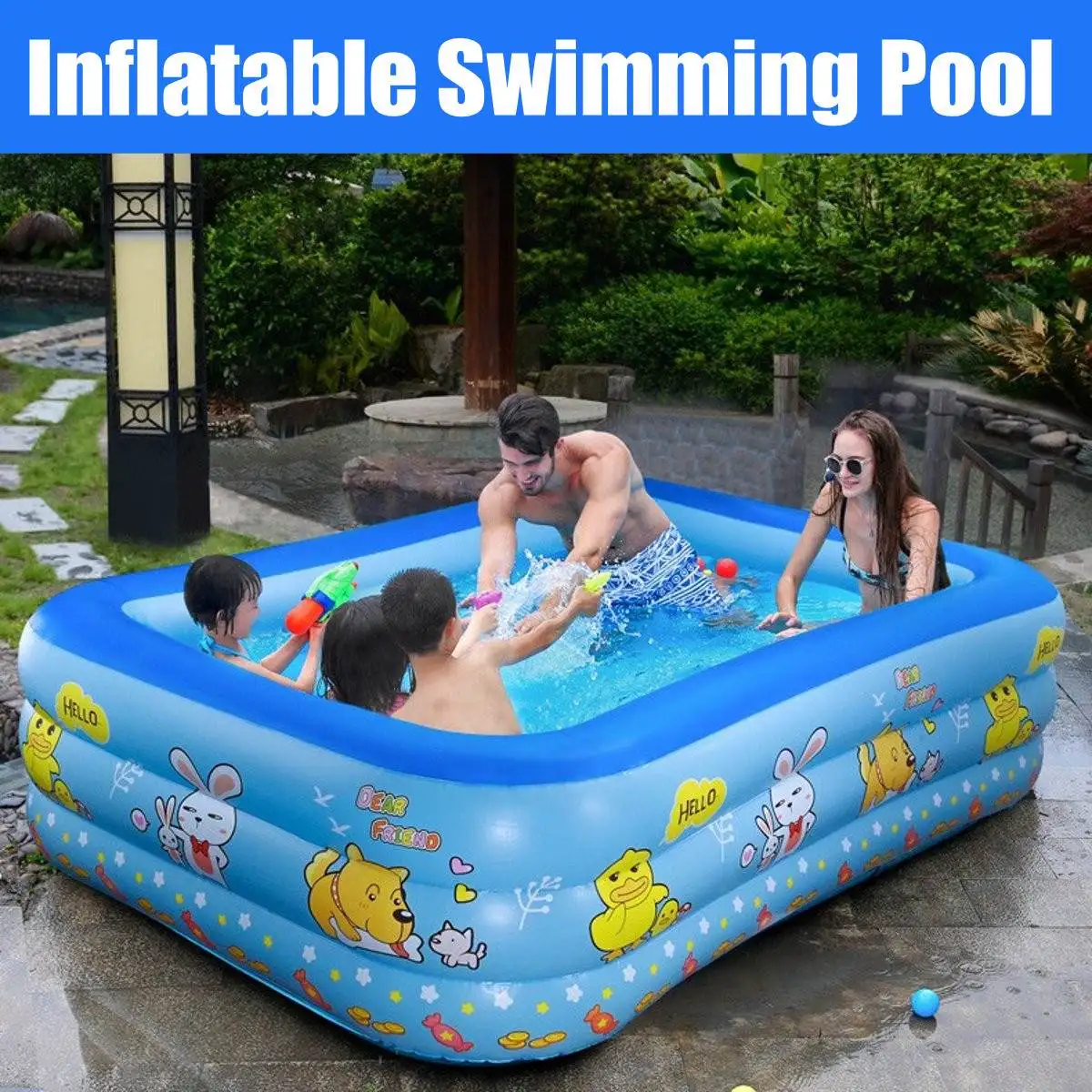 

Swimming Pool Children's Baby Paddling Square Bubble Bottom Inflatable Pool Swimming Supplies Toddler Games piscina kid pool