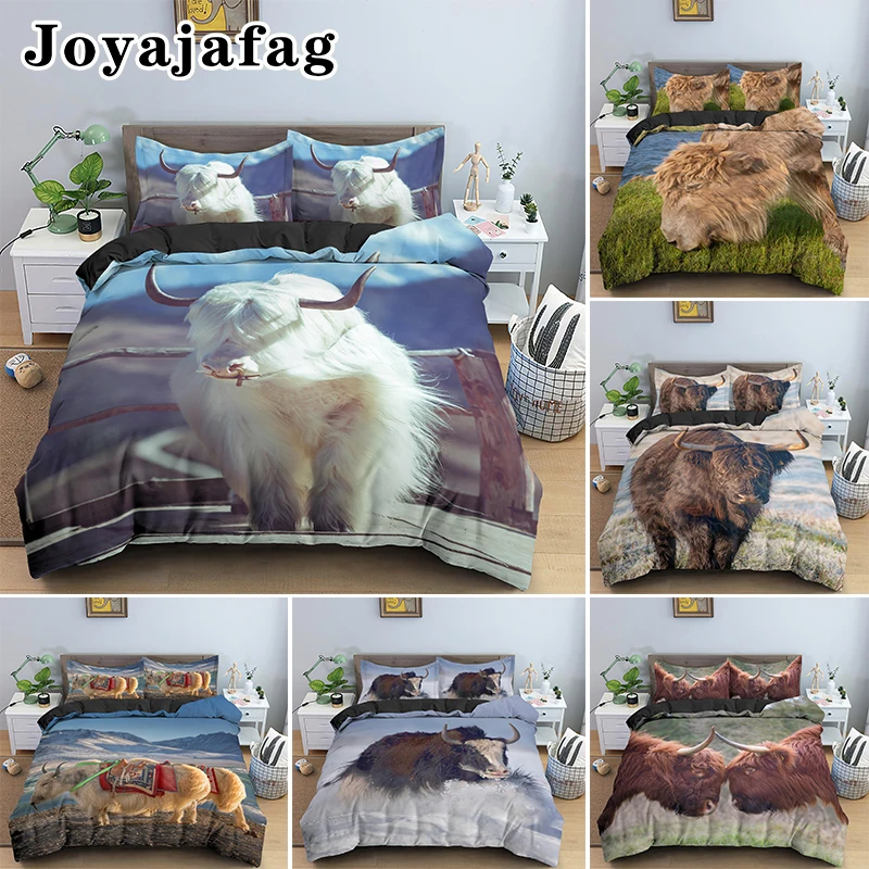 

Nature Yak Bedding Set Cattle Animal Printed Quilt Covers Single Double King Queen Size Duvet Cover Sets With Pillowcase