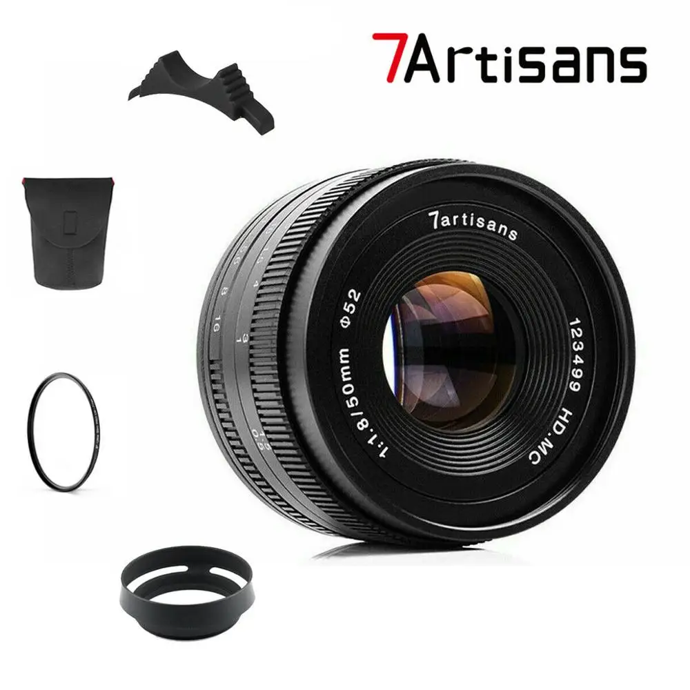 

7artisans 50mm F1.8 Manual Lens for Canon EOS M camera A7 A7II A7R Sony E Mount Fuji FX Macro MFT/ M4/3 Mount Free Shipping