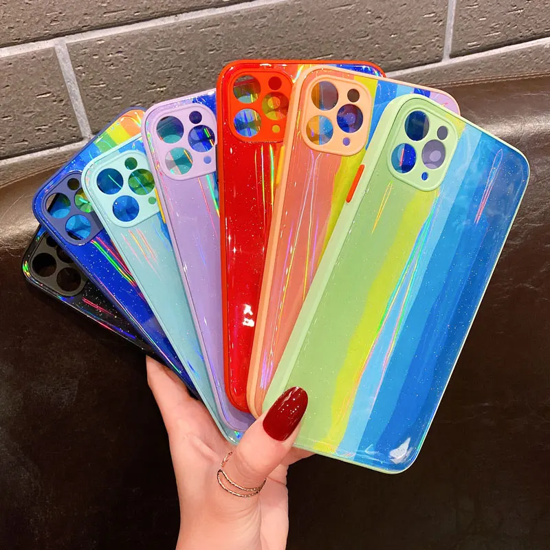 Чехол Радужный для телефона iPhone 12 11 Pro Max силиконовые мягкие чехлы Mini X XR Xs 7 8 Plus