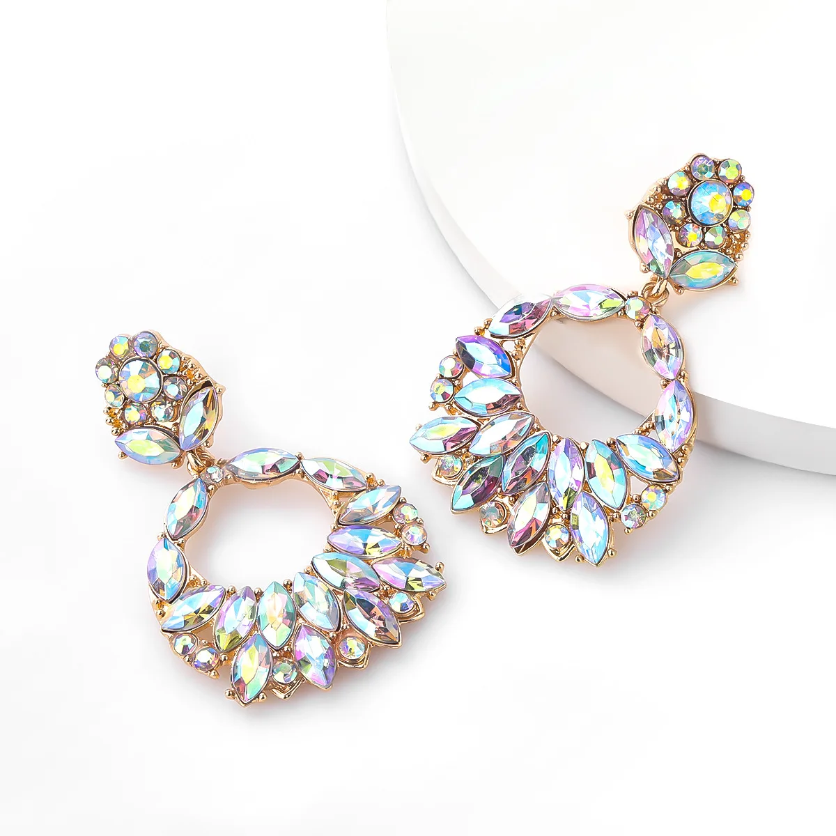 

Boho Ethnic Crystal flower drop earrings For Women Grils Handmade Blue green Earrings Statement Jewelry Brincos Wholesale