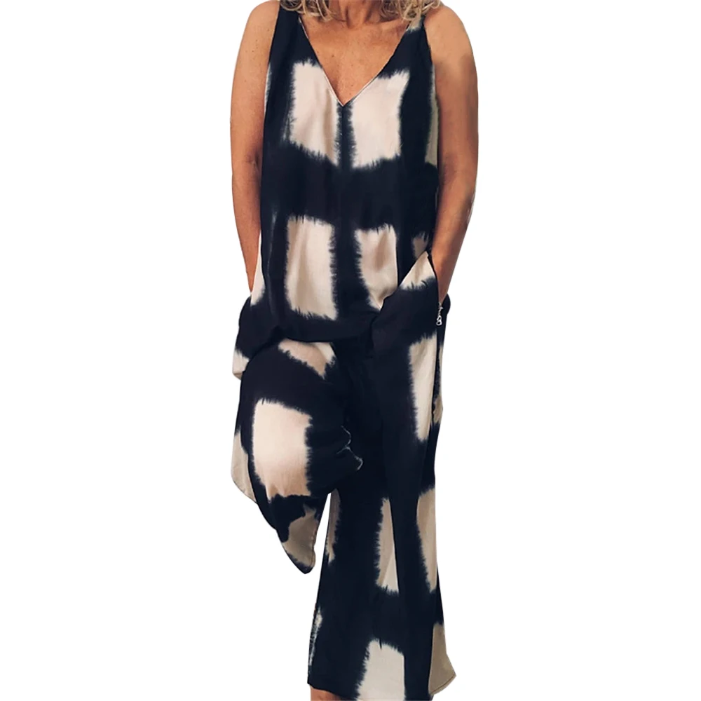 

2020 Summer Womens Jumpsuit With Pockets V Neckline Plaid Style Sleeveless Romper Women Plaid Jumpsuit Women Sleeveless Romper
