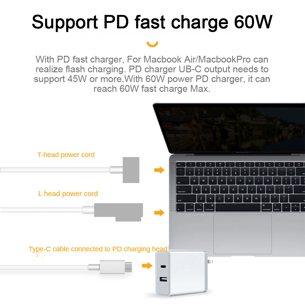 USB C Тип Femal для Magsafe 1 2 кабель адаптер шнура MacBook Air A1436 A1465A1466 45 Вт 12/13 &quotзарядный