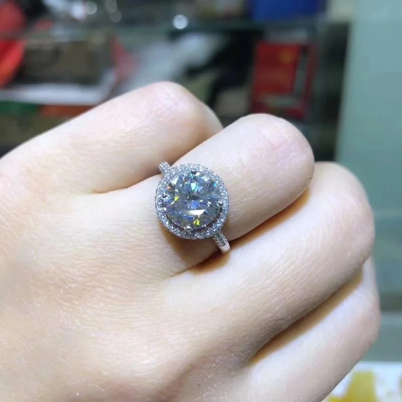 Kkmall Store круглое серебряное кольцо Moissanite 3.00ct D VVS роскошное кольцо Moissanite серьги-гвоздики Moissanite серебряное кольцо 925