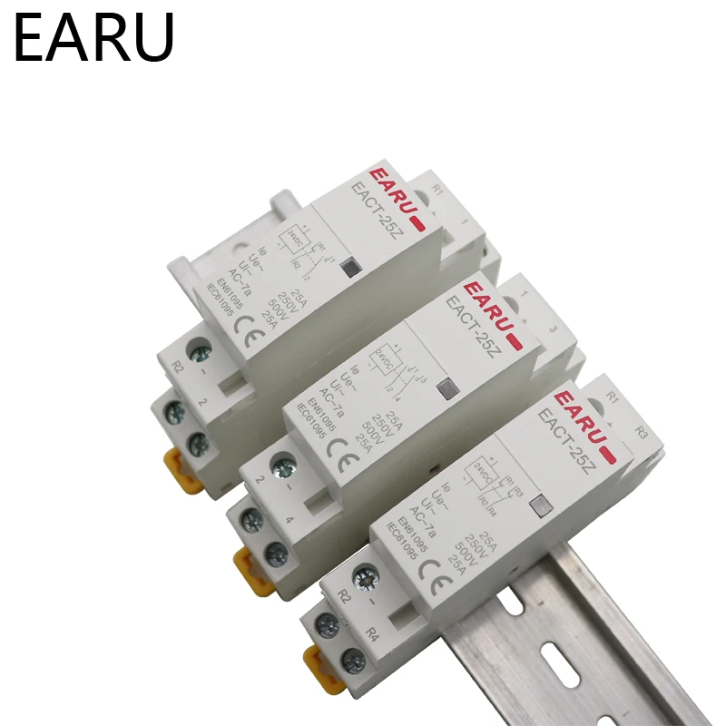 EACT-25Z DC 12V 24V 2P 16A 25A 1NO 1NC 2NO 2NC контактный Din-рейка бытовой модульный контактор