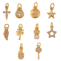 aaa cz gold plated lock key cross charm tree owl star pendant finding diy necklace fatima hand earring making wholesale jewelry