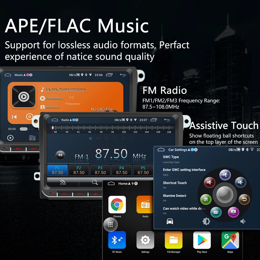 AUSEK 2 Din Android 9 &quotАвтомобильный мультимедийный плеер GPS радио для VW Volkswagen Golf skoda 2din
