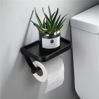 wall mounted black toilet paper holder tissue paper holder roll holder with phone storage rack bathroom accessories