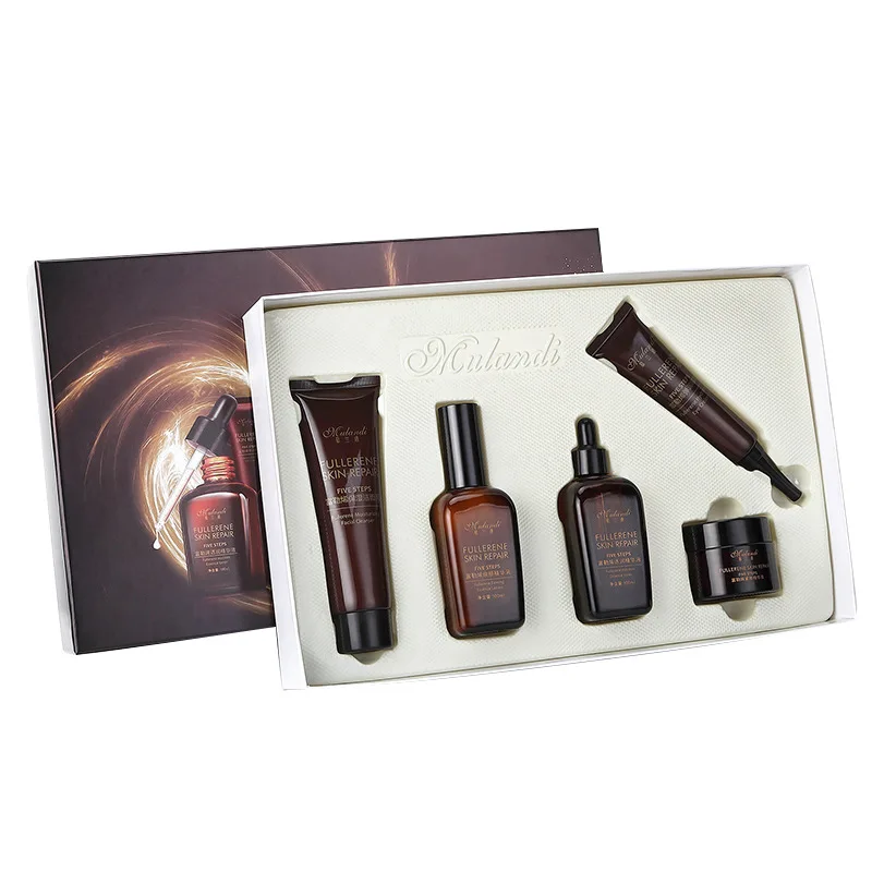 

Fullerene revitalizing & repairing set Moisturizing & smoothing & Moisturizing small brown bottle facial care 5-piece set