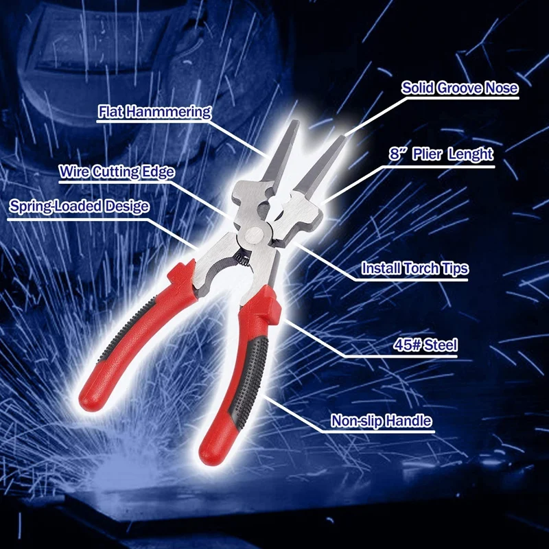 

8 Inch Multi Function Mig Welding Plier & Metal Sheet Thickness Gauge Set, Welding Pliers for Fabricators