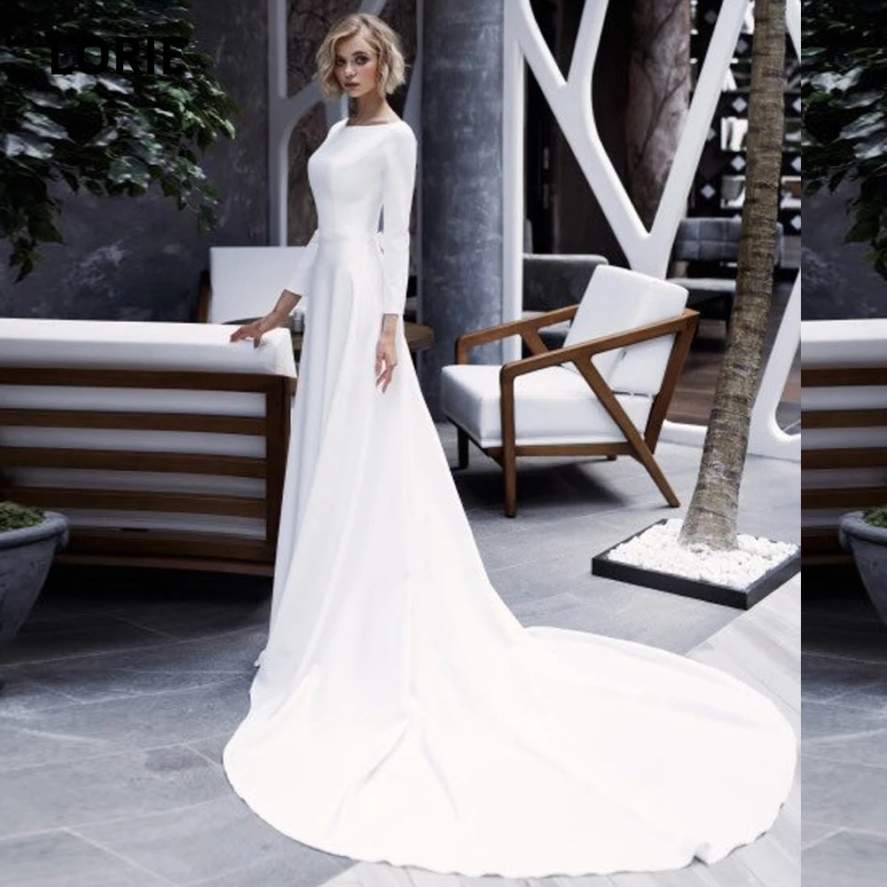 Booma A-Line мягкие атласные свадебные платья богемные Длинные с рукавом свадебное