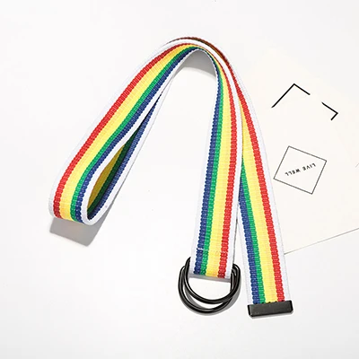 D buckle Холщовый ремень для мужчин и женщин, ремень для влюбленных, тонкий пояс, металлическая квадратная Автоматическая пряжка, черный модный роскошный ремень - Цвет: D buckle