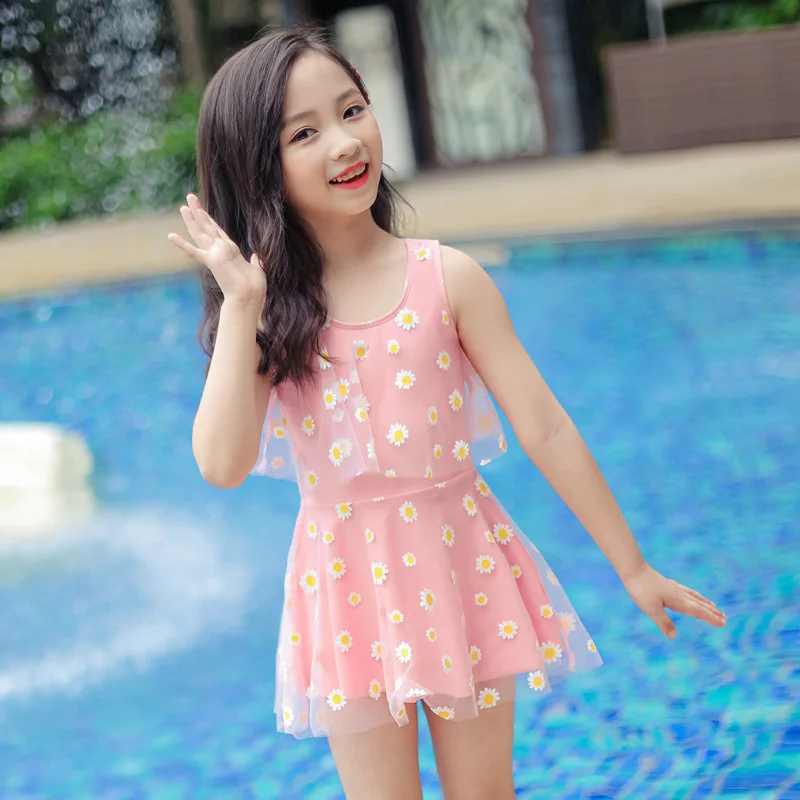 

2021 Summer New Fashion Cute Children's One-piece Comfortable Swimsuit Female Little Princess Split Swimsuit
