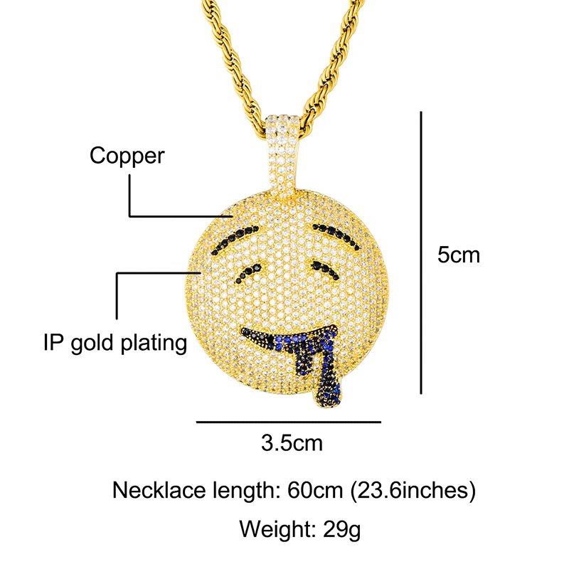 Кулон и ожерелье для мужчин в стиле хип-хоп из меди с цирконом | Украшения