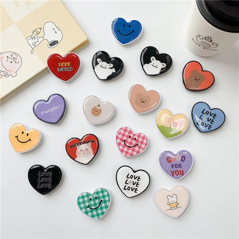 Милый мультфильм в форме сердца складной мобильный телефон ручка Кронштейн