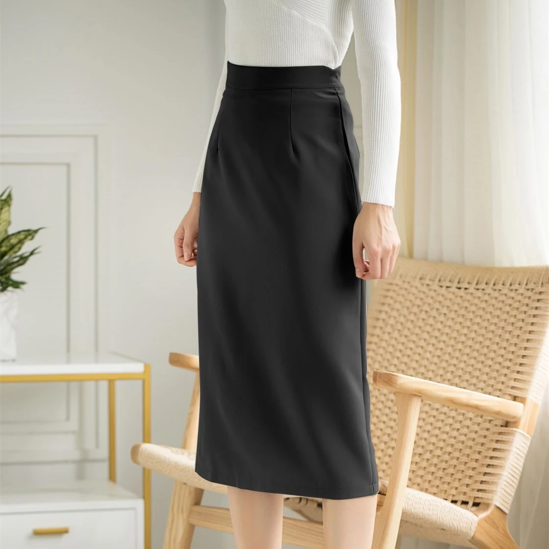 Новая Осенняя Женская юбка миди прямые элегантные офисные женские модные юбки с