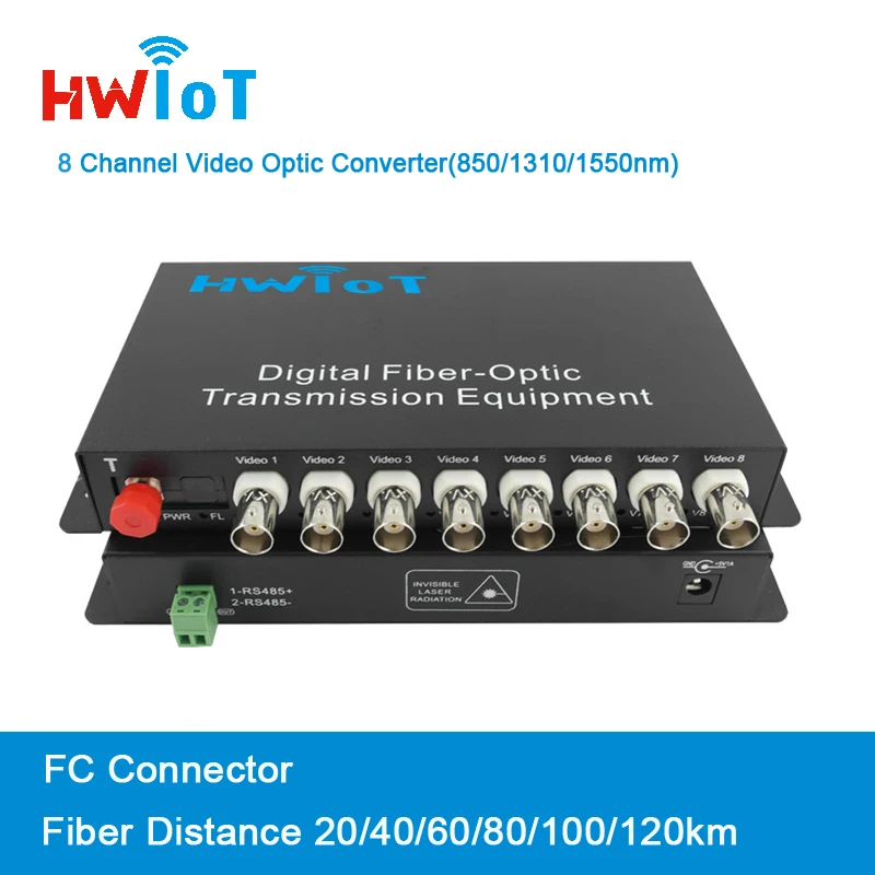 

8 Channel Fiber Optic Video Media Converter for HD-TVI/CVI/AHD Camera with or without RS485 Including Transmitter and Receiver 2