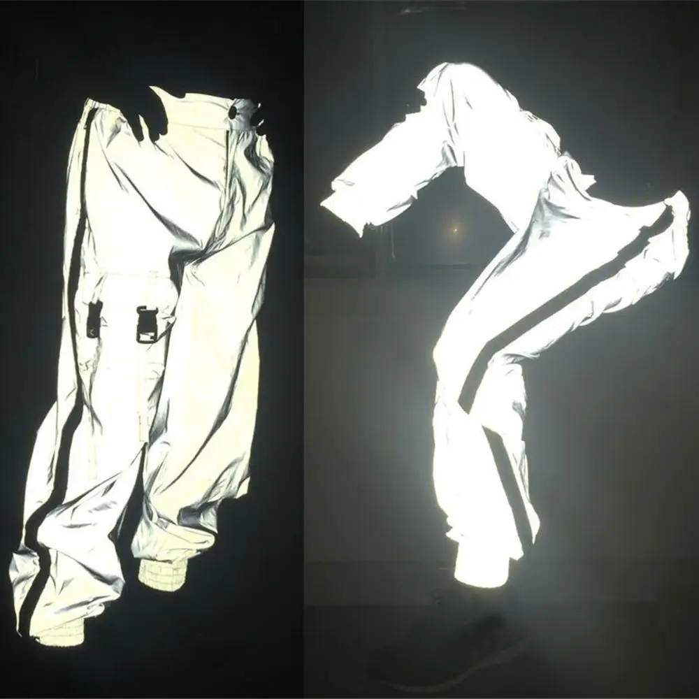 Светоотражающие штаны в стиле хип хоп спортивные для мужчин бегунов уличная