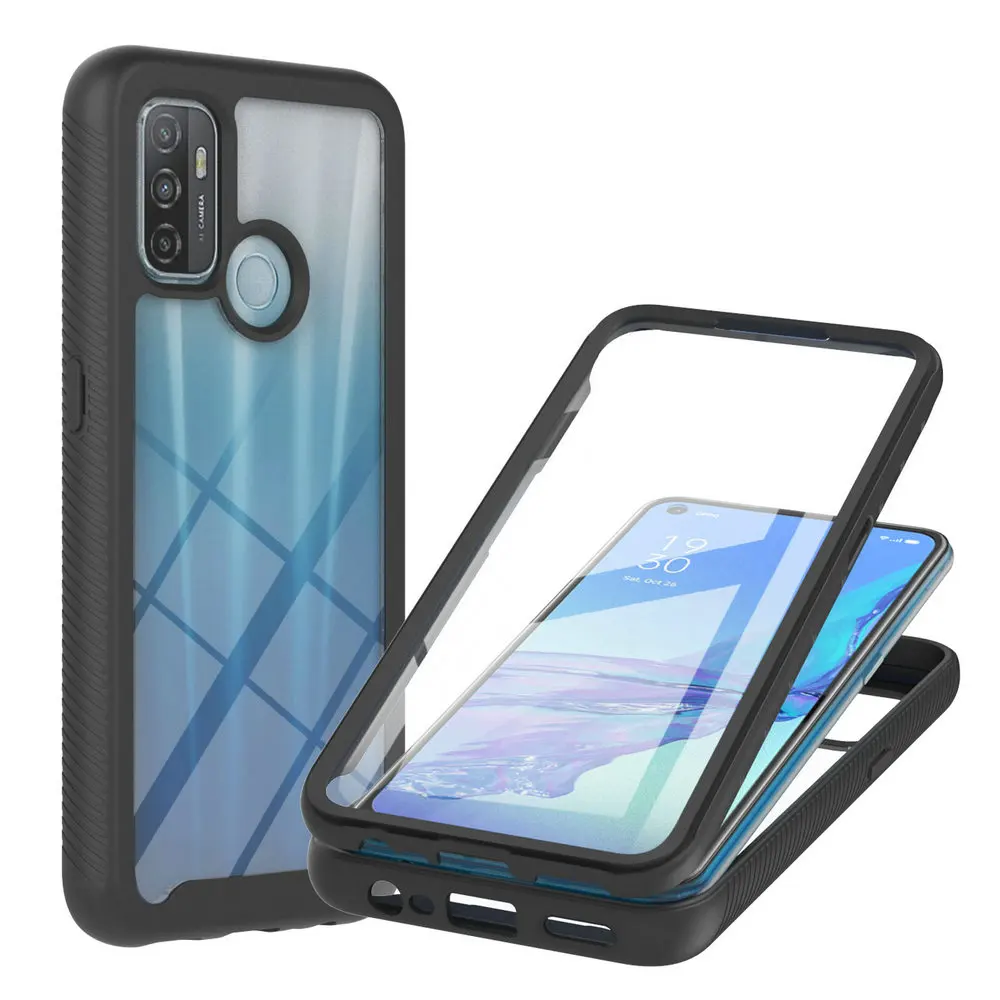 

For OPPO A53 Crystal Case Front Screen 360 Protector Hard PC Hybrid Back Panel OPPO A53S Case A 53 S Bumper Shockproof Fundas