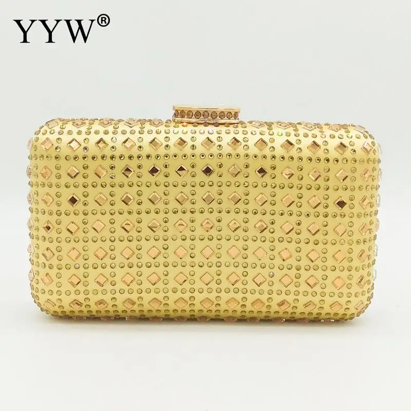 Желтая Женская вечерняя сумка Свадебный клатч для кошельков Стразы Шипованная