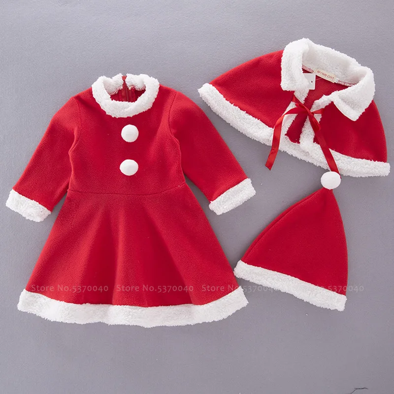 Костюм для костюмированной вечеринки с шапкой Санта Клауса маленьких девочек