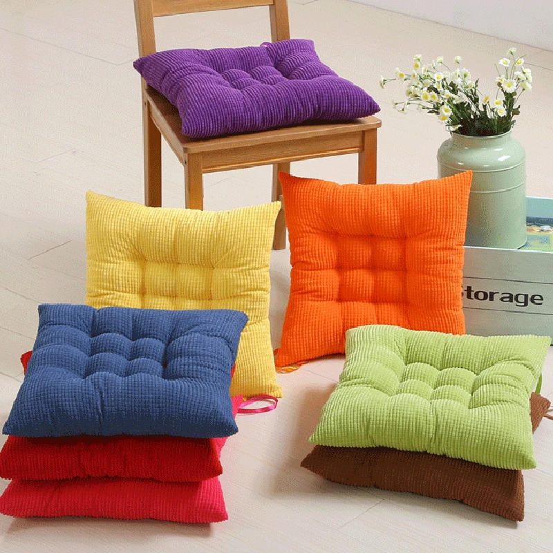 

Soft Chair Cushion Square Seat Chair Cushions Thicken Elastic Chair Pads with Ties for Home Office Poolside Decorative Pillows