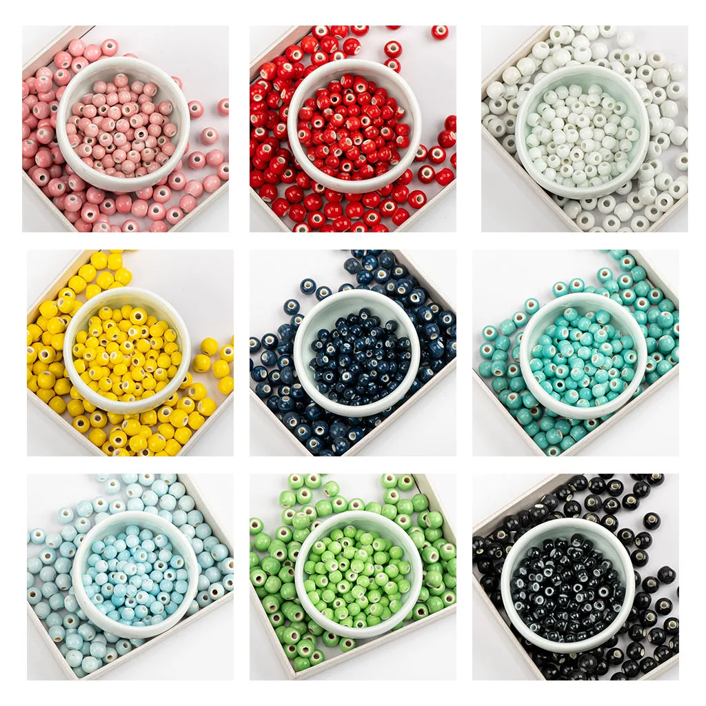 6 #8 #100 шт Цзиндэчжэнь чистый цвет керамические бусины для йоги сережек Procelain