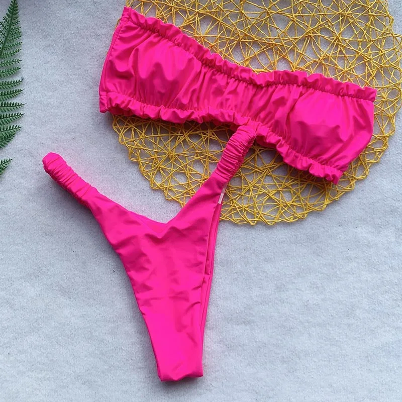 Сексуальный женский купальник-бандо с высокой талией без бретелек купальник 2020