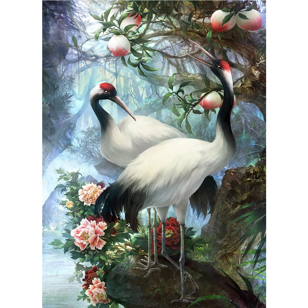 

Red-crownedCrane 5D DIY Diamond Painting Full Square Round 3D Embroidery Pictures Rhinestones Cross Stitch Kits Arts Decor DF626