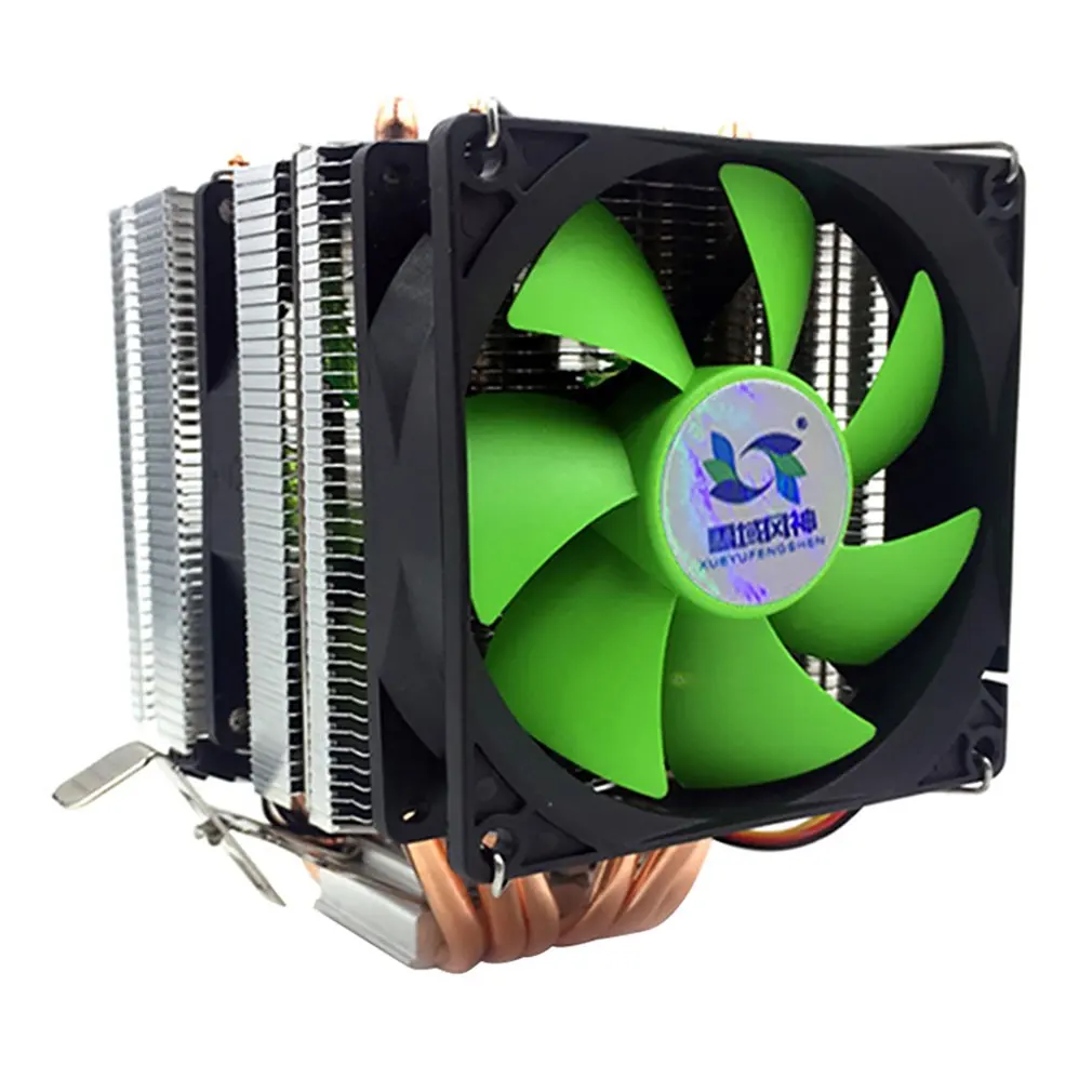 double wind no light 3 линии 6 тепловая трубка процессор радиатор AVC Чистая медь AMD 1155 1156 настольный компьютер процессор кулер Постоянная скорость один двойной ветер - Цвет лезвия: double wind no light