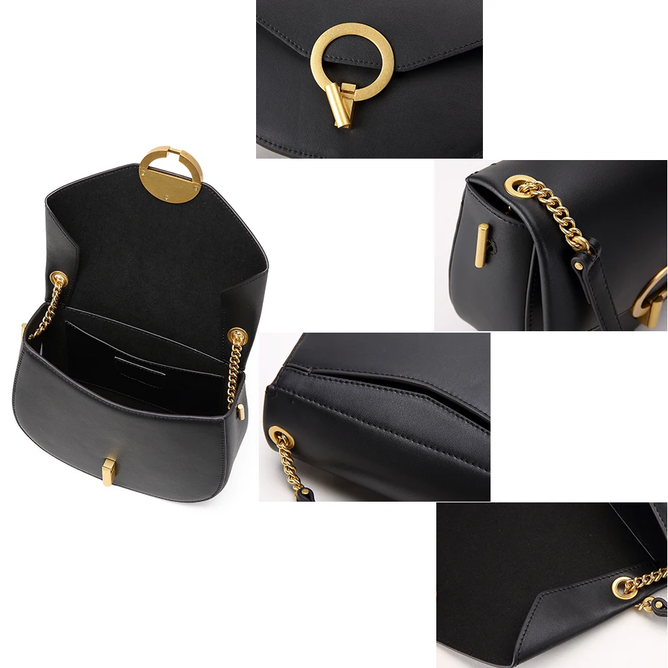 Сумка-мессенджер NEVEROUT женская из мягкой кожи с металлическим круглым замком |