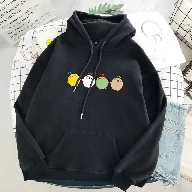 

Zuolunouba 2020 Autumn And Winter Wool Liner Plus Velvet Thick Korean Loose Women Hoodie Casual Loose Drawstring Girl Sweatshirt
