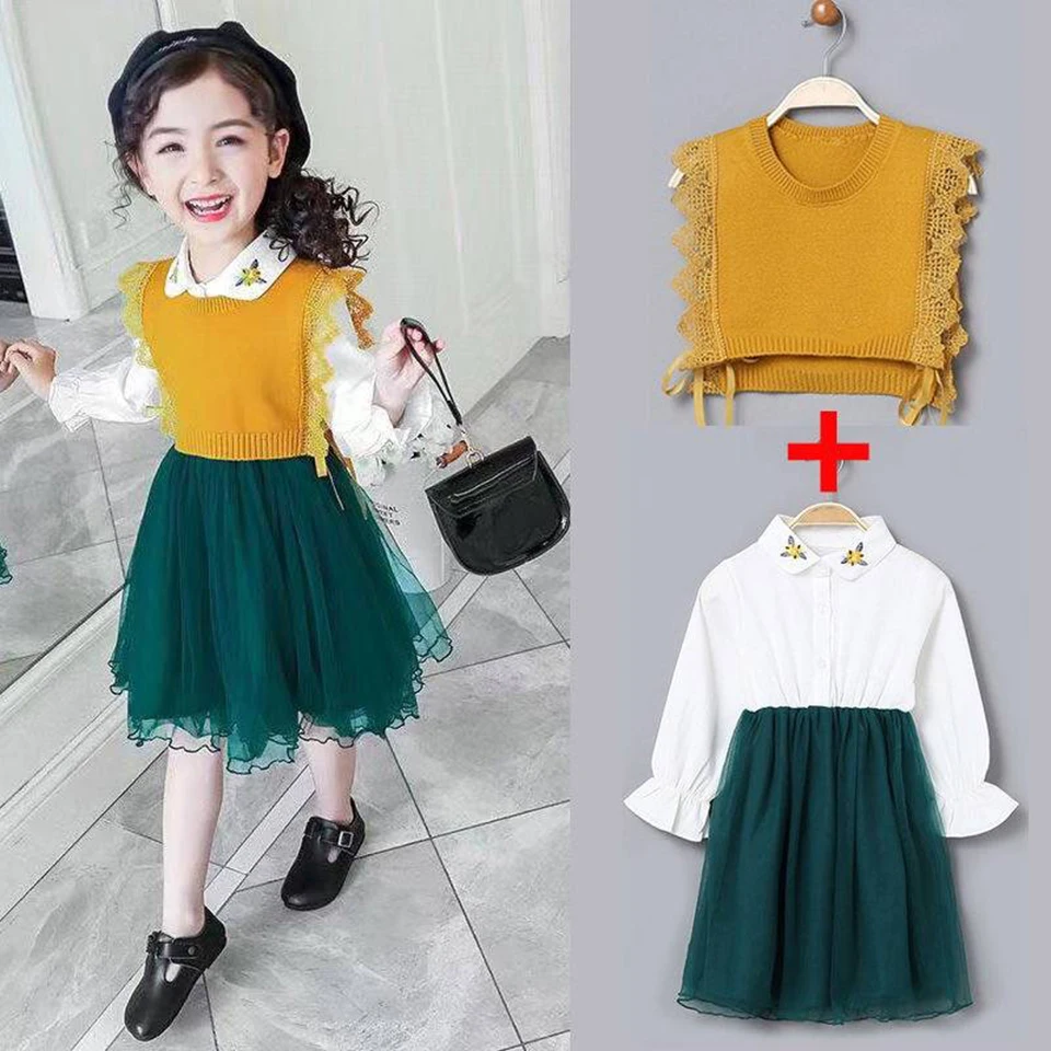 Модная одежда для маленьких девочек комплект из 2 предметов детей 3 4 5 6 7 8 9 10 11 12