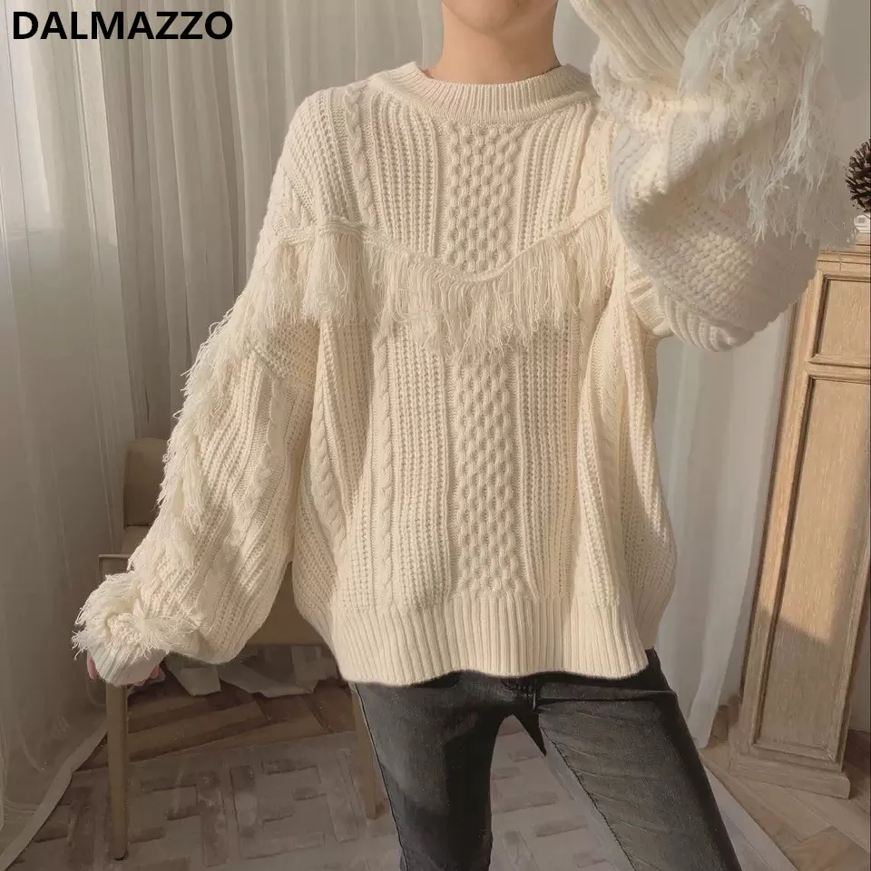 Белый вязаный свитер с бахромой женские зимние пуловеры новинка 2019 вязаные