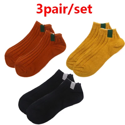 3pairs F 3 пары модных новых осенне-зимних женских Хлопковых Носков короткие носки до щиколотки Теплые повседневные однотонные/Полосатые/красные милые носки с сердечками - Цвет: 3pairs F