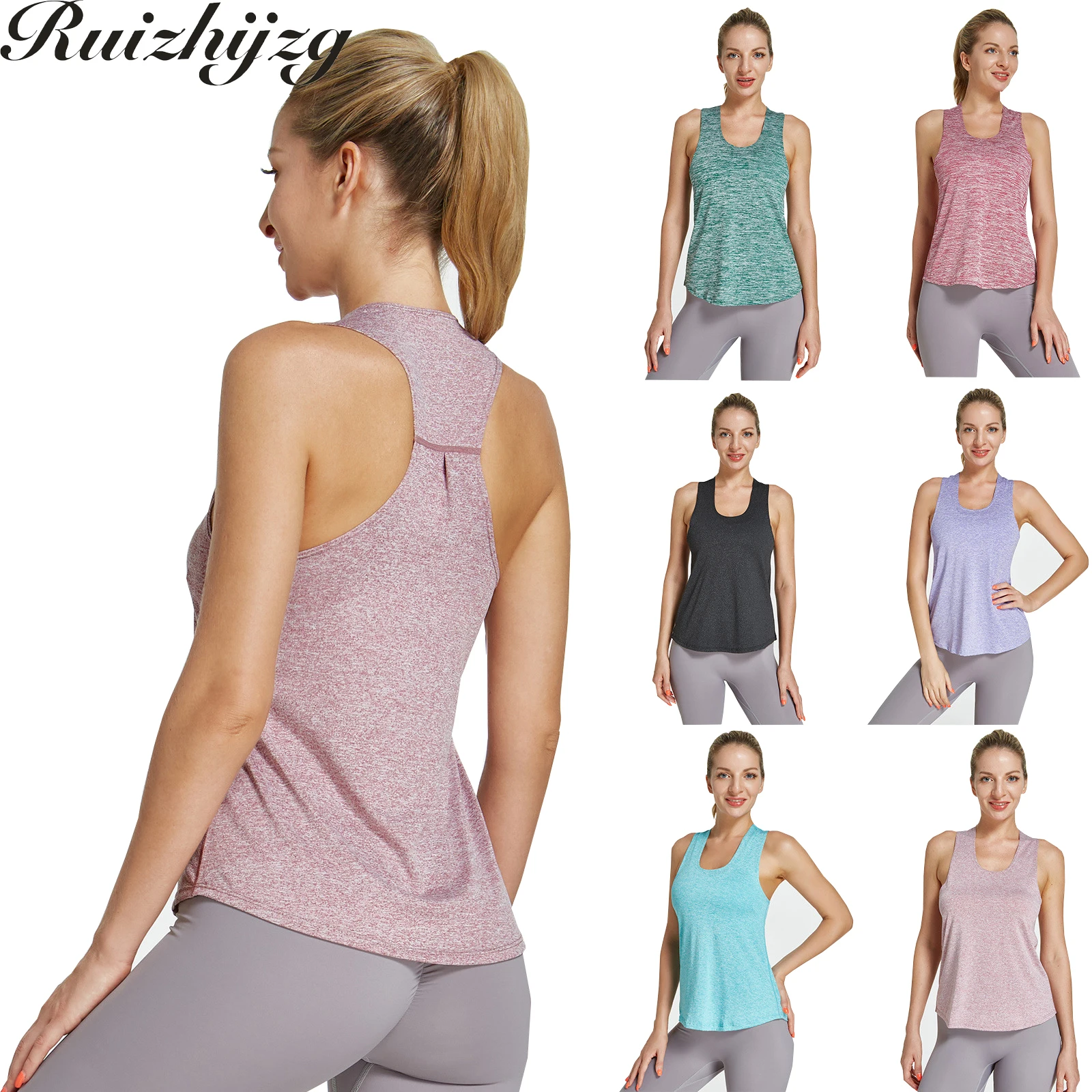 

Ruizhijzg S-4XL Tank Top Quick Drying Sports Vest Women's Summer Cross Basic Fitness Training Yoga Top off shoulder Ladies U-Nec