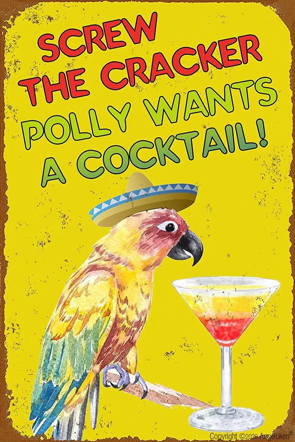 

Retro Metal Sign Vintage TIN Sign Screw The Cracker Polly Wants a Cocktail Sign for Plaque Poster Cafe Wall Art Sign Gift