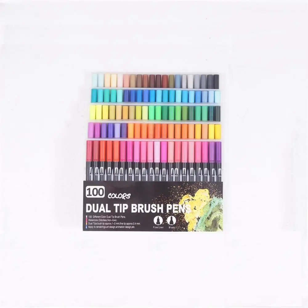 100 цветов тонкий лайнер двойной наконечник акварельный художественный маркер