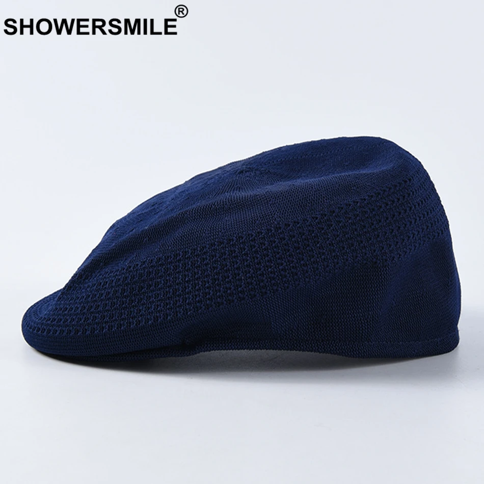 SHOWERSMILE берет, женская зеленая вязаная шапка художника, женская летняя плоская Кепка с вышивкой, брендовая Дизайнерская Женская цветная шапка художника