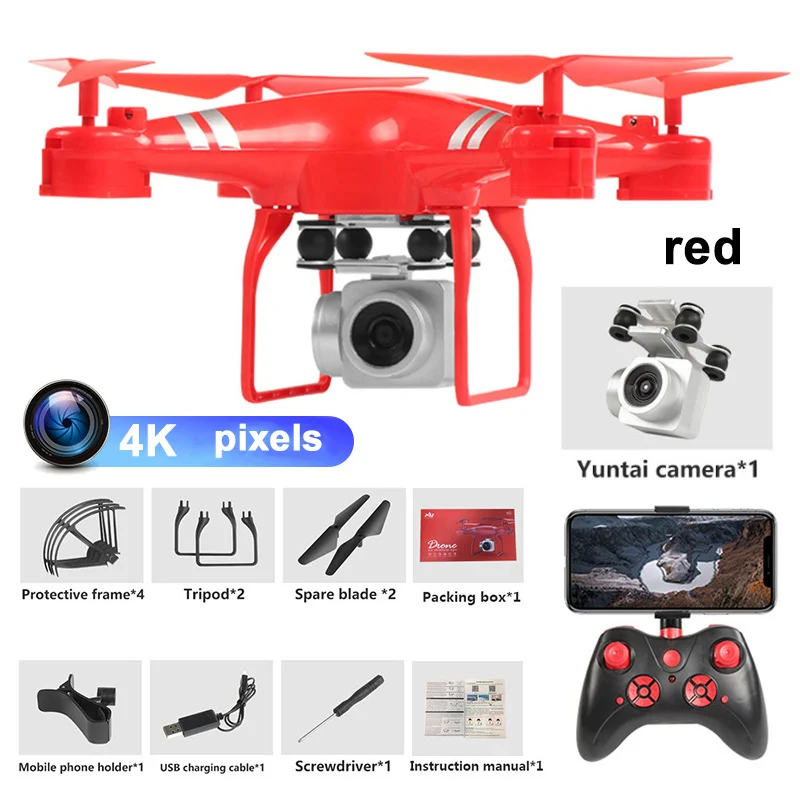 KY101D Радиоуправляемый Дрон 4K HD камера Wifi FPV Квадрокоптер с высокой фиксацией четырехосный анти-встряхивание самолет с ДУ вертолет селфи Дрон игрушки для детей - Цвет: Red 4K pixels