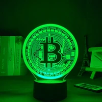 led night light btc bitcoin room decorative nightlight touch sensor 7 color changing battery powered table night lamp 3d