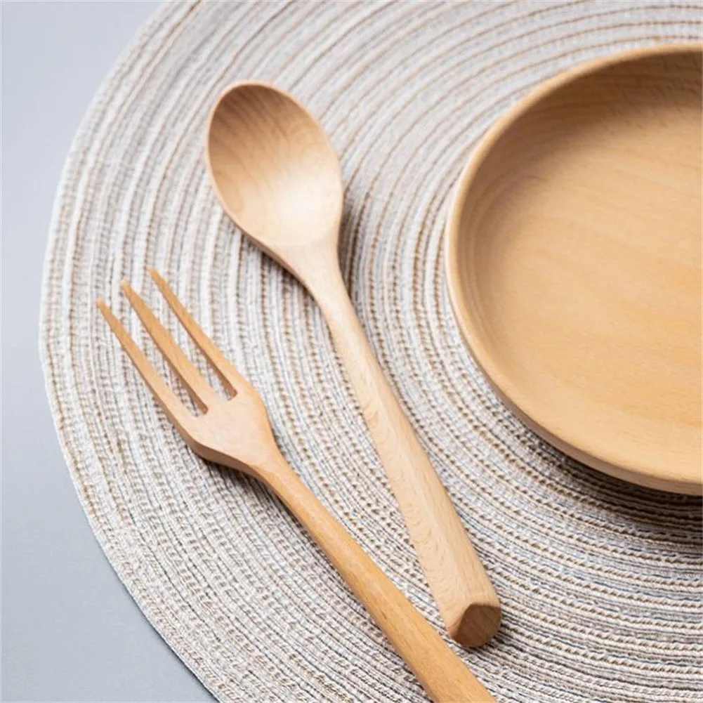 

Beech Spoon Fork Kit Japanese Style Solid Color Creative Triangle Handle Wooden Spoon Fork Set Brand New Cooking Utensils