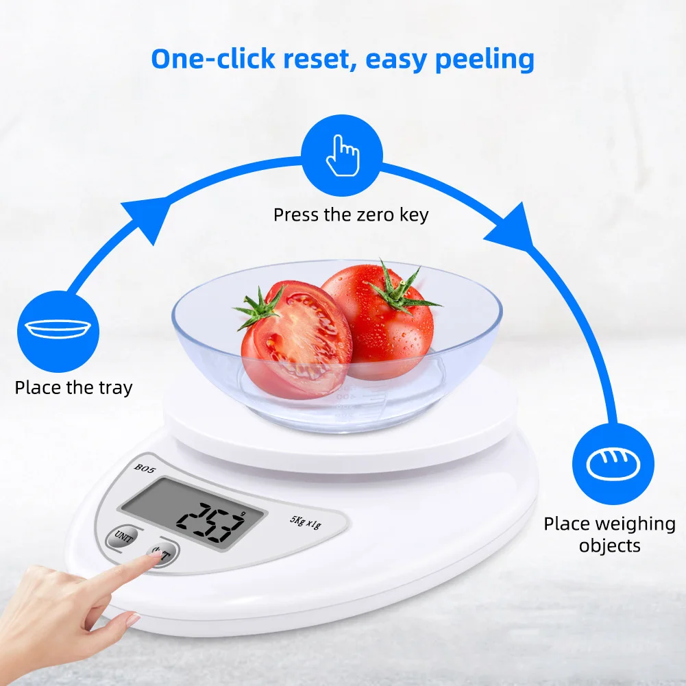 Портативные цифровые весы 5 кг/1 г пищевые диетические кухонные светодиодный