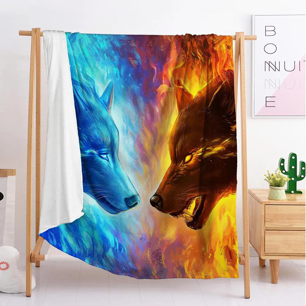 

2020 United Wolf animal Custom blankets Large and small size throw blanket tapestry sleeping blanket flannel blanket bedding
